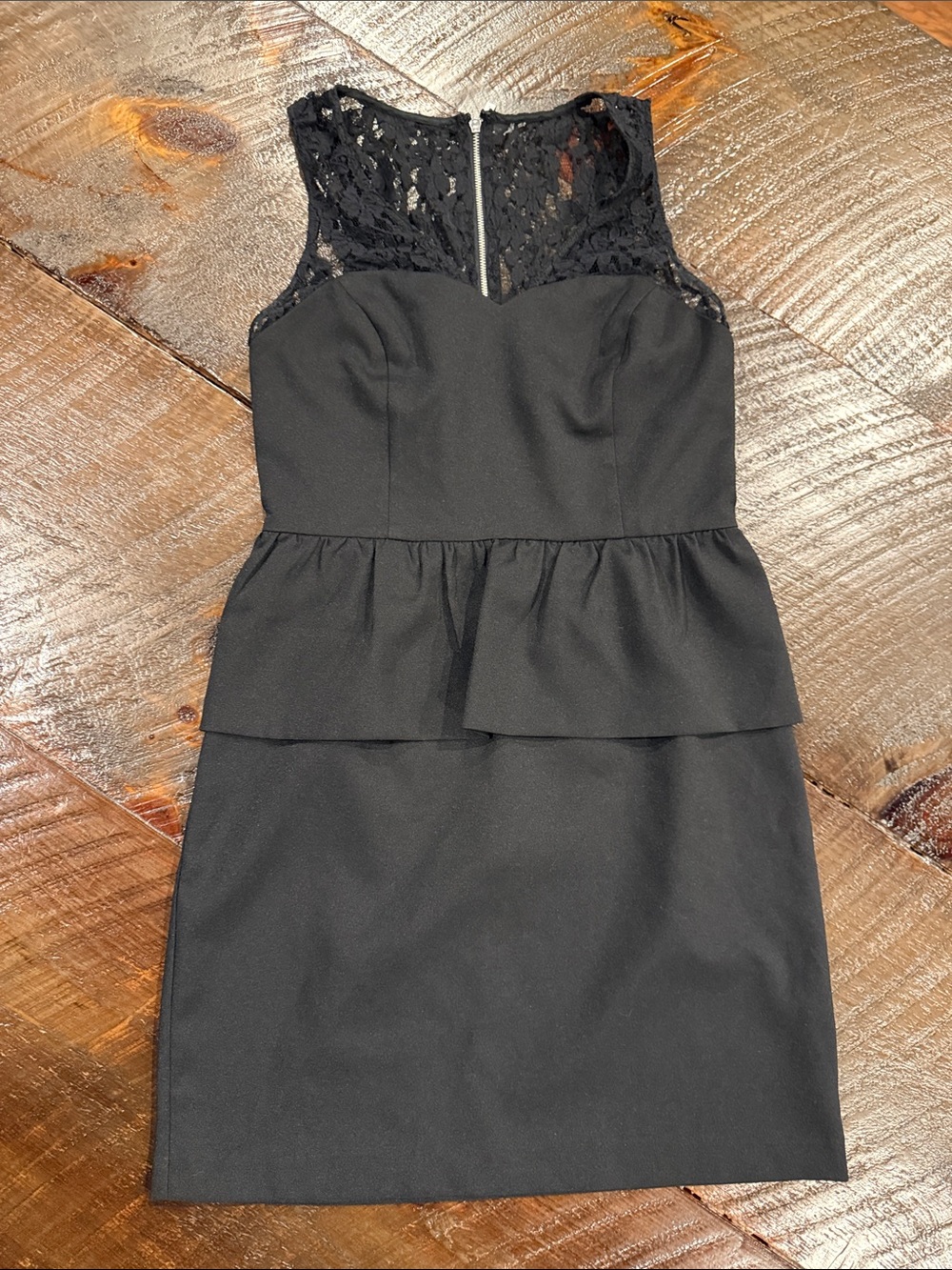 kenzie Black Lace Peplum Midi Dress